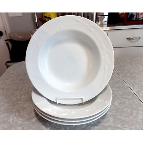 STUDIO NOVA M 2050 "WHITE BAMBOO" FINE CHINA 4 PC. RIMMED SOUP/CONSOMME BOWL SET
