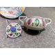 1986 VIETRI ITALY "COLORE" HANDMADE & PAINTED 3PC  DINNER PLATE & SUGAR BOWL SET