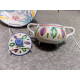 1986 VIETRI ITALY "COLORE" HANDMADE & PAINTED 3PC  DINNER PLATE & SUGAR BOWL SET
