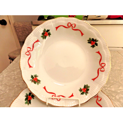 LBRZYCH POLAND FINE CHINA 5 PC BASKET of CHEER SOUP/SALAD BOWL SET