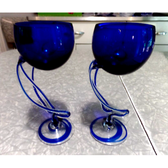 KROSNO JOZEFINA POLAND HAND BLOWN JELLYFISH ART GLASS BUD VASE/ WINE GLASS SET