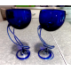 KROSNO JOZEFINA POLAND HAND BLOWN JELLYFISH ART GLASS BUD VASE/ WINE GLASS SET