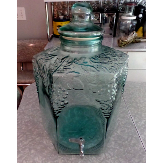 SVE ITALY LARGE HEXAGON "GRAPEVINE" DESIGN 5 + GAL. BEVERAGE DISPENSER w/ SPIGOT
