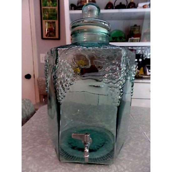 SVE ITALY LARGE HEXAGON "GRAPEVINE" DESIGN 5 + GAL. BEVERAGE DISPENSER w/ SPIGOT