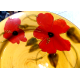 FLEUR de PARADIS for LIVING QUARTERS 4 PC. ROUND HIBISCUS DINNER PLATE SET