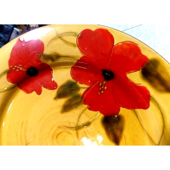 FLEUR de PARADIS for LIVING QUARTERS 4 PC. ROUND HIBISCUS DINNER PLATE SET