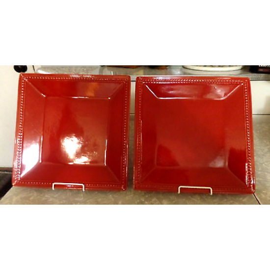 PIER 1 IMPORTS SQUARE "SPICE ROUTE" PAPRIKA (2) PC. BEADED DINNER PLATE SET