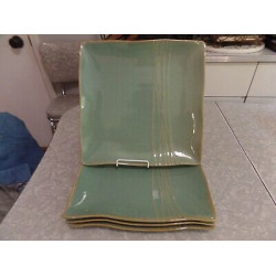 K-N KAREN NEUBURGER 4 PC. SAGE DINNER PLATE SET in the "WILLOW" PATTERN