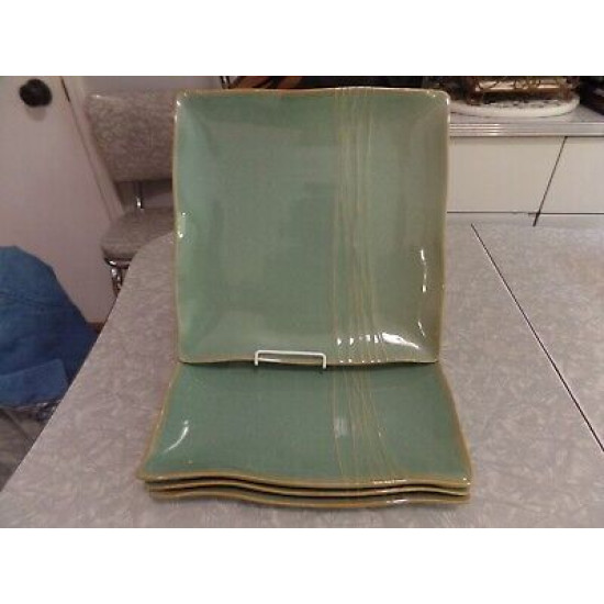K-N KAREN NEUBURGER 4 PC. SAGE DINNER PLATE SET in the "WILLOW" PATTERN