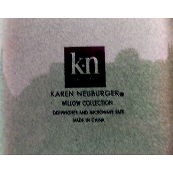 K-N KAREN NEUBURGER 4 PC. SAGE DINNER PLATE SET in the "WILLOW" PATTERN