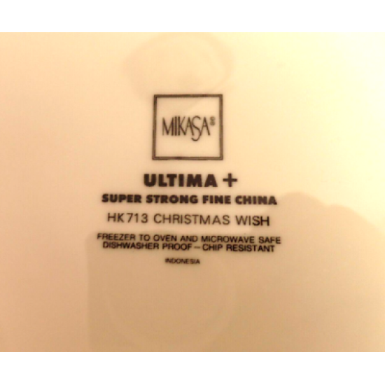 MIKASA ULTIMA + SUPER STRONG "CHRISTMAS WISH" 4 PC. DINNER PLATE SET HK713
