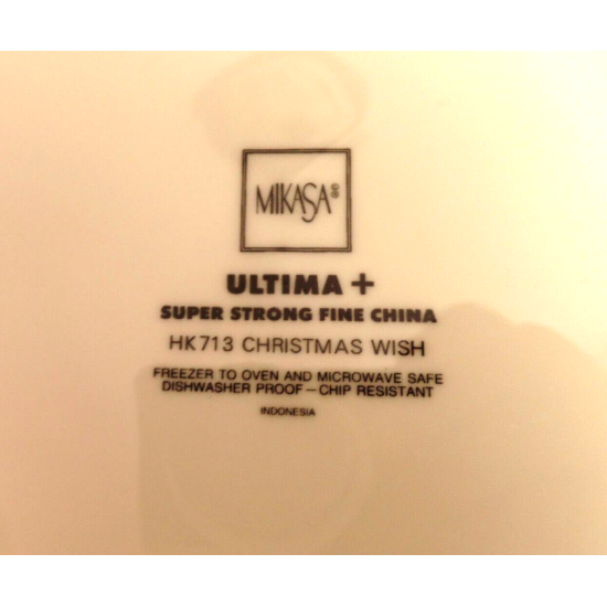 MIKASA ULTIMA + SUPER STRONG "CHRISTMAS WISH" 4 PC. DINNER PLATE SET HK713