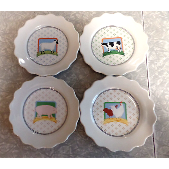VINTAGE 1981 VANDOR FARM COUNTRY COLLECTION PELZMAN 4 PC. LUNCHEON PLATE SET