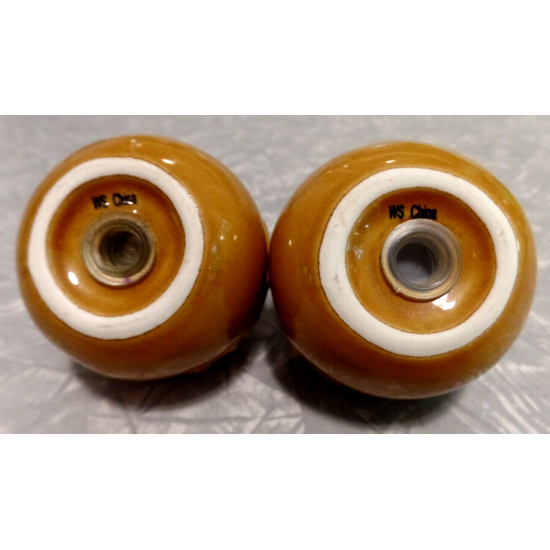 WILLIAMS SONOMA B. EIGEN DESIGN TAN ACORN PATTERN 4 PC. SALT & PEPPER SHAKER SET