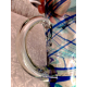 MEXICO HAND BLOWN GLASS BLUE SWIRL PATTERN STRAIGHT SIDED 64 oz PITCHER