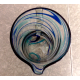 MEXICO HAND BLOWN GLASS BLUE SWIRL PATTERN STRAIGHT SIDED 64 oz PITCHER