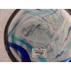 MEXICO HAND BLOWN GLASS BLUE SWIRL PATTERN STRAIGHT SIDED 64 oz PITCHER