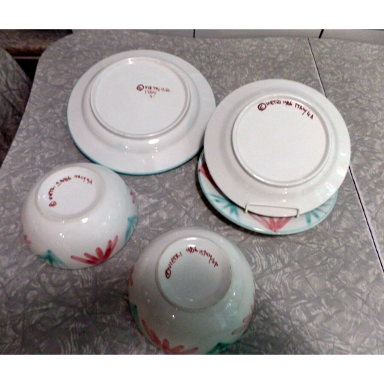VIETRI ITALY 5PC. 1986 HANDMADE & PAINTED DINNERWARE SET in the "COLORE" PATTERN