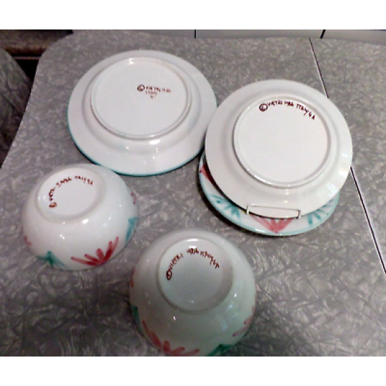 VIETRI ITALY 5PC. 1986 HANDMADE & PAINTED DINNERWARE SET in the "COLORE" PATTERN