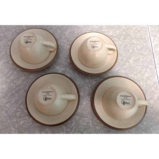 CRATE & BARREL 8 PC. CUP AND SAUCER SET in the "DUNE" PATTERN