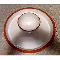 VERY RARE 2 PC. DANSK PORTUGAL X-LARGE CHIP/VEGETABLE DIP SET W/TERRA COTTA EDGE