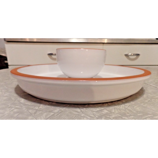 VERY RARE 2 PC. DANSK PORTUGAL X-LARGE CHIP/VEGETABLE DIP SET W/TERRA COTTA EDGE