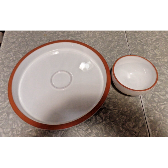VERY RARE 2 PC. DANSK PORTUGAL X-LARGE CHIP/VEGETABLE DIP SET W/TERRA COTTA EDGE