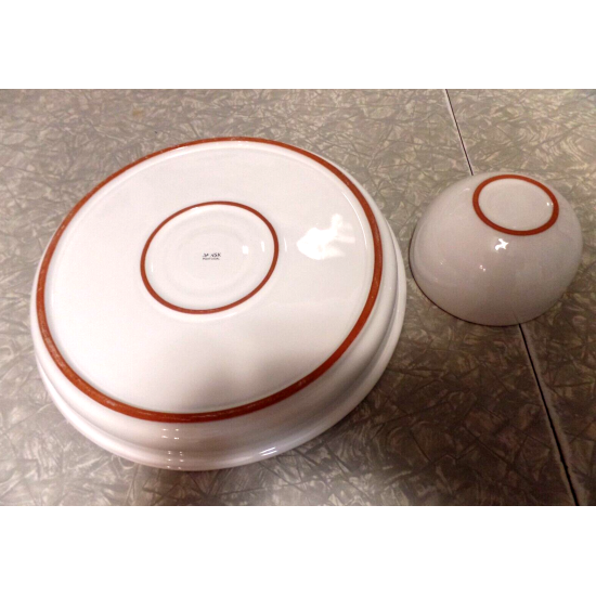 VERY RARE 2 PC. DANSK PORTUGAL X-LARGE CHIP/VEGETABLE DIP SET W/TERRA COTTA EDGE