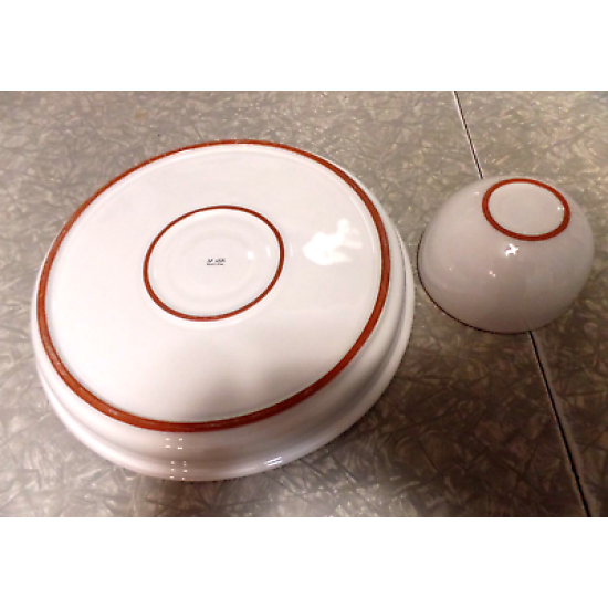 VERY RARE 2 PC. DANSK PORTUGAL X-LARGE CHIP/VEGETABLE DIP SET W/TERRA COTTA EDGE