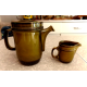 RARE OESLAUER MANUFAKTUR BAVARIA GOEBEL GREEN 2 TONE TEAPOT & CREAMER SET