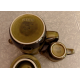 RARE OESLAUER MANUFAKTUR BAVARIA GOEBEL GREEN 2 TONE TEAPOT & CREAMER SET