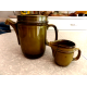 RARE OESLAUER MANUFAKTUR BAVARIA GOEBEL GREEN 2 TONE TEAPOT & CREAMER SET