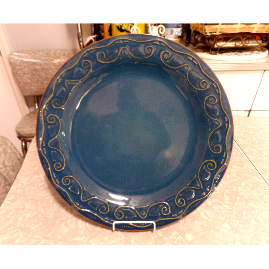PIER 1 STONEWARE "TUNISIA"  13 1/4"" SCROLL PATTERN SERVING/CHOP PLATE