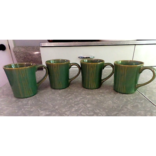 K-N KAREN NEUBURGER 16 OZ. SAGE 4 PC. COFFEE/TEA MUG SET in the "WILLOW" PATTERN