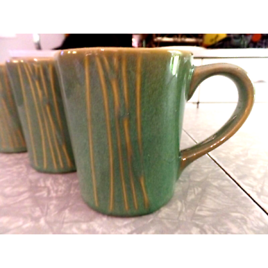 K-N KAREN NEUBURGER 16 OZ. SAGE 4 PC. COFFEE/TEA MUG SET in the "WILLOW" PATTERN