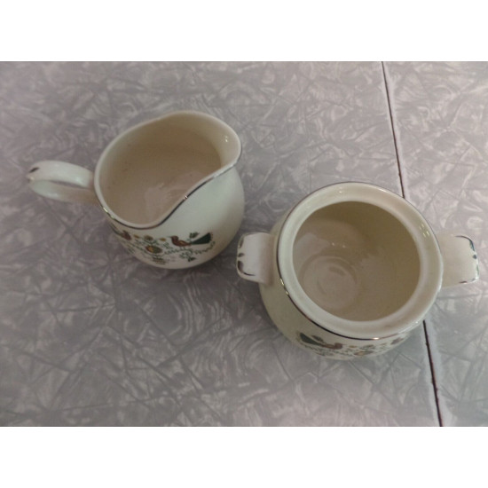 HOMER LAUGHLIN CAVALIER CREAMER & SUGAR BOWL SET A 56N 5 BIRDS of PARADISE