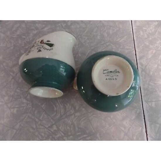 HOMER LAUGHLIN CAVALIER CREAMER & SUGAR BOWL SET A 56N 5 BIRDS of PARADISE