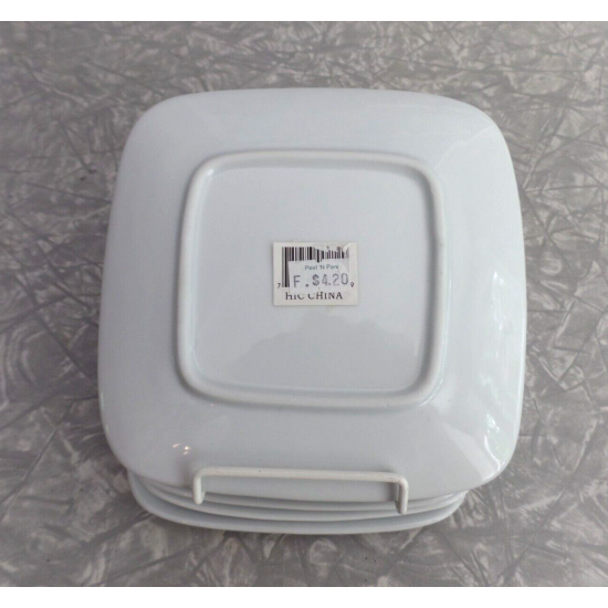 SOLID WHITE 5 PC. SQUARE 6 1/4" APPETIZER PLATE SET