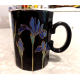 VINTAGE OTAGIRI JAPAN "BLUE IRIS" BLACK COFFEE/TEA MUG CUP