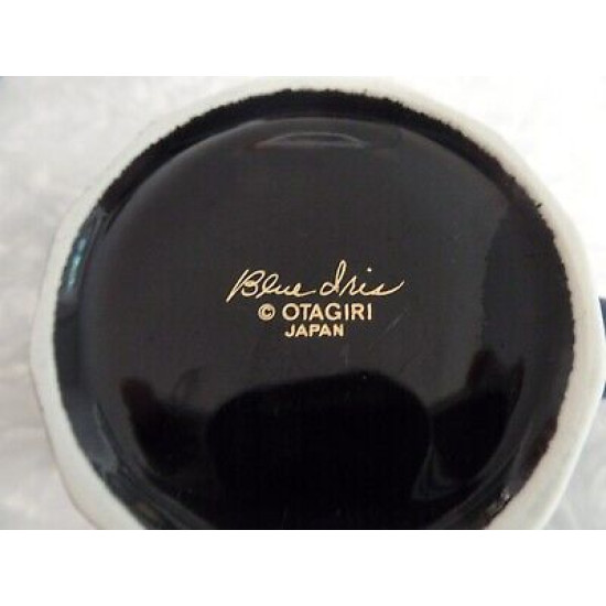 VINTAGE OTAGIRI JAPAN "BLUE IRIS" BLACK COFFEE/TEA MUG CUP