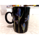VINTAGE OTAGIRI JAPAN "BLUE IRIS" BLACK COFFEE/TEA MUG CUP