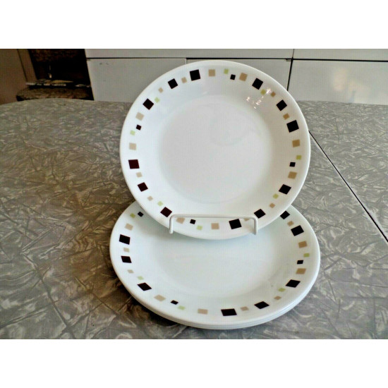 EUC CORELLE 3 PC. BREAD/DESSERT PLATE SET in the "GEOMETRIC" PATTERN