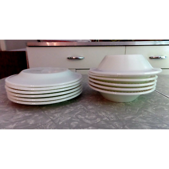PYREX TABLEWARE by CORNING 12 PC. DINNERWARE SET in the "REGENCY" SCROLL PATTERN