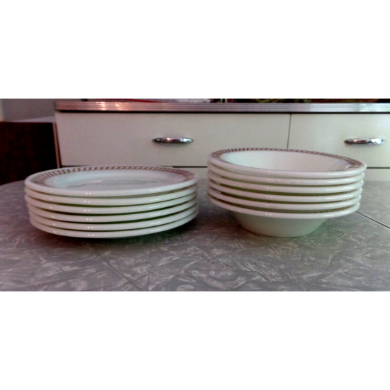 PYREX TABLEWARE by CORNING 12 PC. DINNERWARE SET in the "REGENCY" SCROLL PATTERN