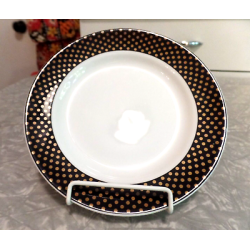 STEELITE INTERNAT ENGLAND GOLD DOTS on a BLACK RIM BREAD/DESSERT PLATE