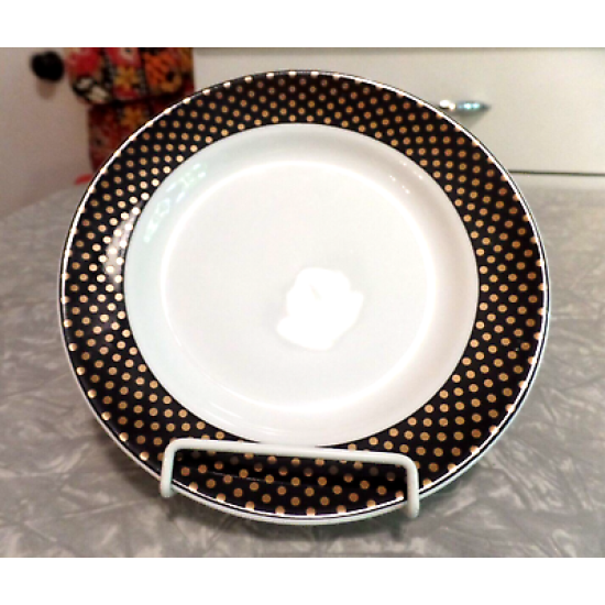 STEELITE INTERNAT ENGLAND GOLD DOTS on a BLACK RIM BREAD/DESSERT PLATE