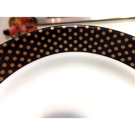 STEELITE INTERNAT ENGLAND GOLD DOTS on a BLACK RIM BREAD/DESSERT PLATE