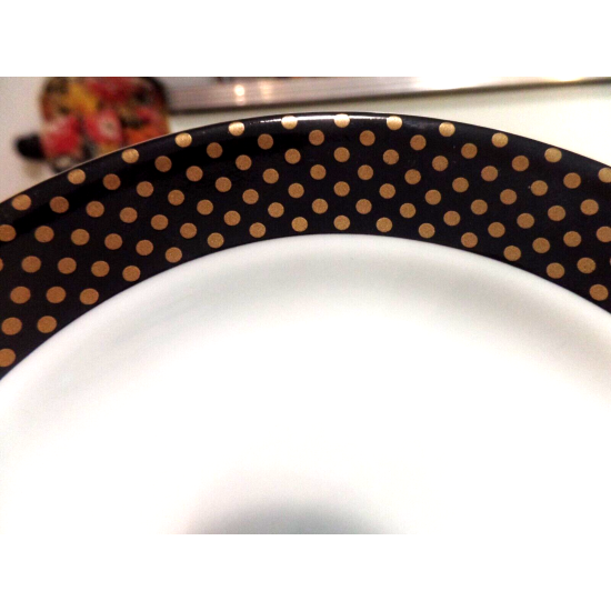 STEELITE INTERNAT ENGLAND GOLD DOTS on a BLACK RIM BREAD/DESSERT PLATE