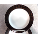 STEELITE ENGLAND 4 PC. GOLD DOTS on a BLACK RIM BREAD/DESSERT PLATE SET