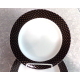 STEELITE ENGLAND 4 PC. GOLD DOTS on a BLACK RIM BREAD/DESSERT PLATE SET
